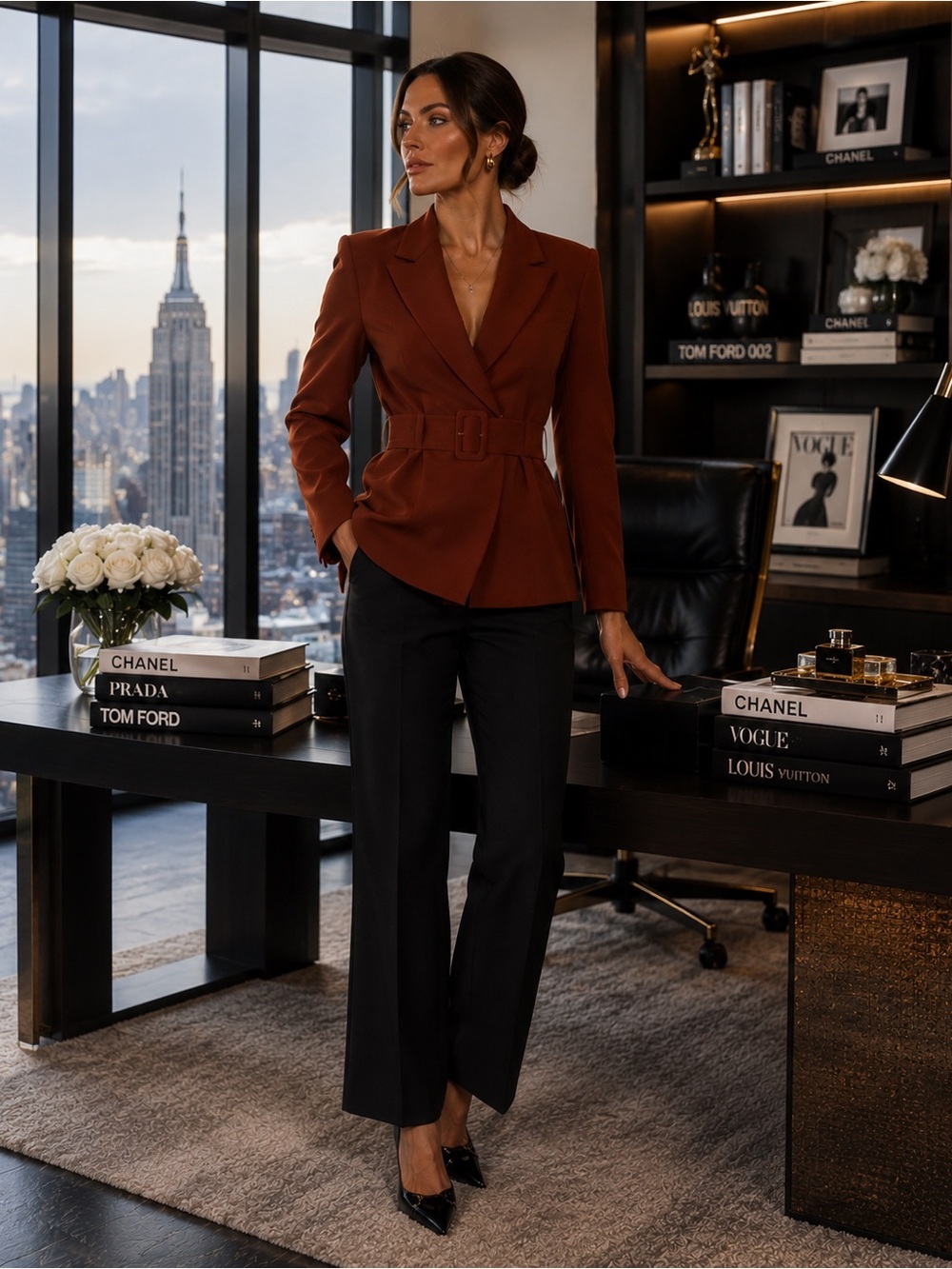 Alexia Admor Tailored Rust Belted Blazer Size 10